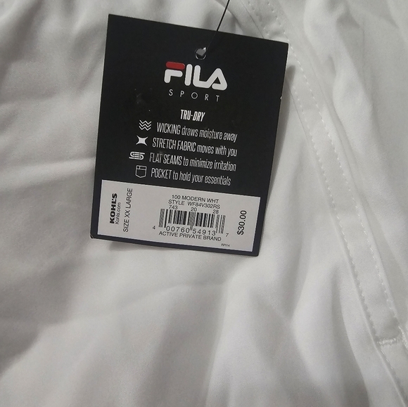 Fila White Athletic Shorts Plus Size Xxl - Picture 5 of 10